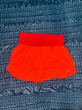 Nike Women's High-Waist Smocked Athletic Shorts - Red